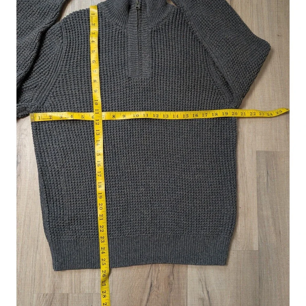 NWOT LL Bean Size S Organic Cotton Waffle Sweater Quarter Zip Gray Marl Gorpcore